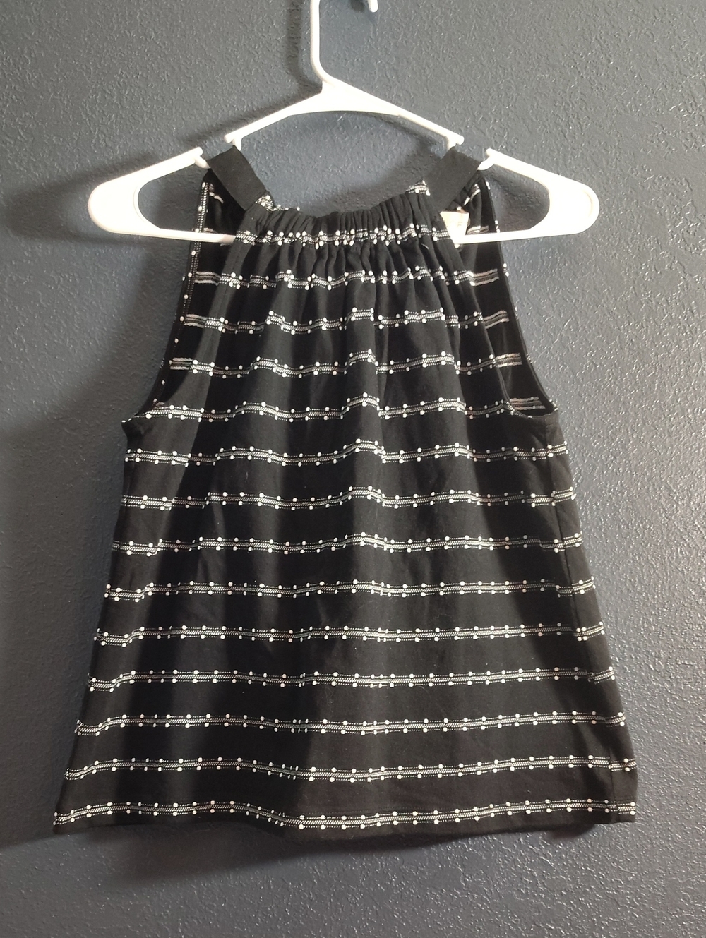 LOFT Black Halter Tank Top with White Stripe Accents